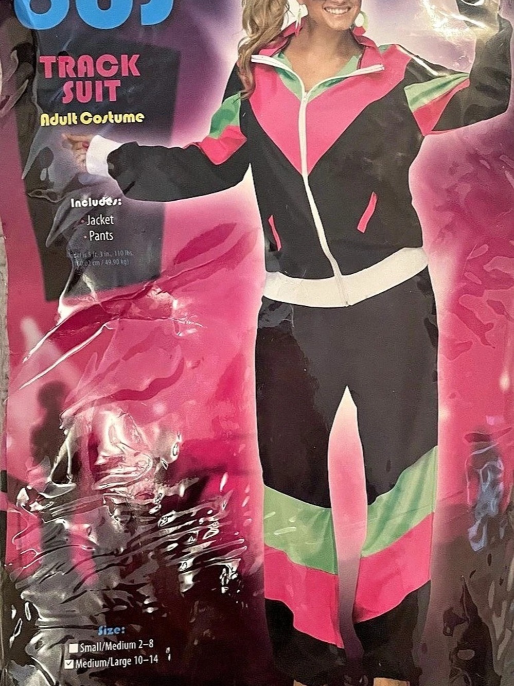 Fun World Rockin 80s Track Suit Adult Costume Color Block Costume Medium/Large